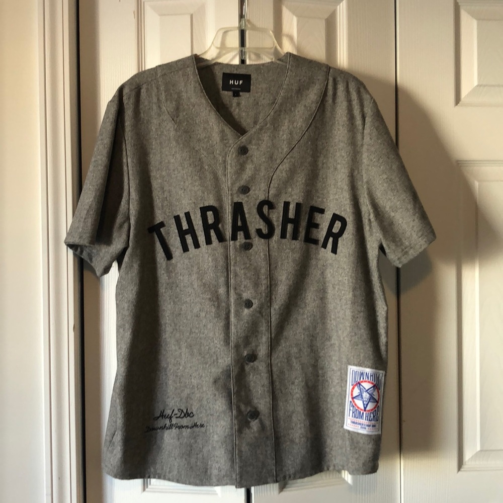 Huf Thrasher Downhill From Here grey button down